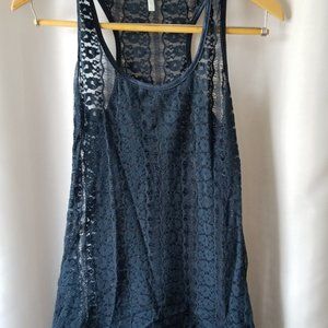 Navy Blue Lace Tank Top